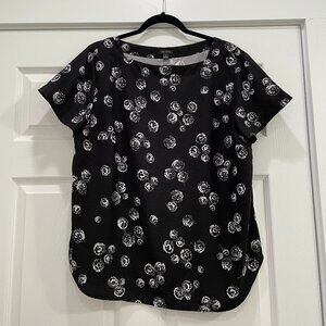 Women's Ann Taylor Black and White Short Sleeve Blouse XL